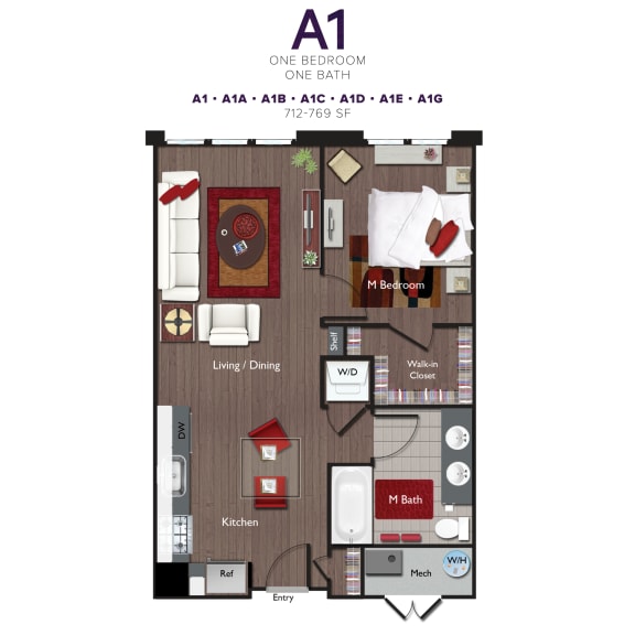 A1 Floor Plan at Valley and Bloom, New Jersey