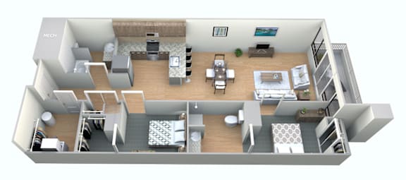 Cowley Floor Plan Cowley Floor Plan at M Apartments, Spokane, 99201