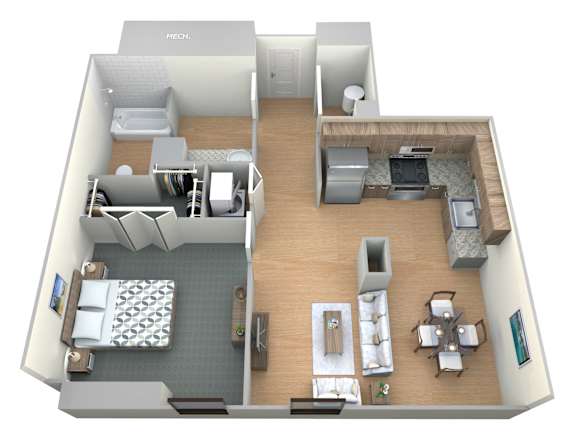 Grant Floor Plan at M Apartments, Washington