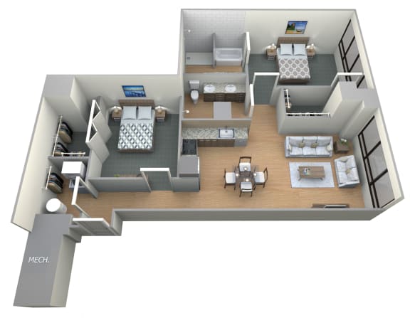 Huntington Floor Plan Huntington Floor Plan at M Apartments, Spokane, 99201
