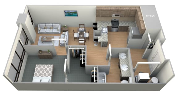 Underhill Floor Plan at M Apartments, Washington, 99201