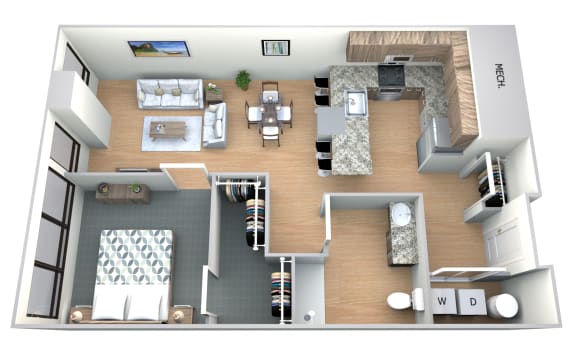 Underhill Floor Plan at M Apartments, Spokane, WA, 99201