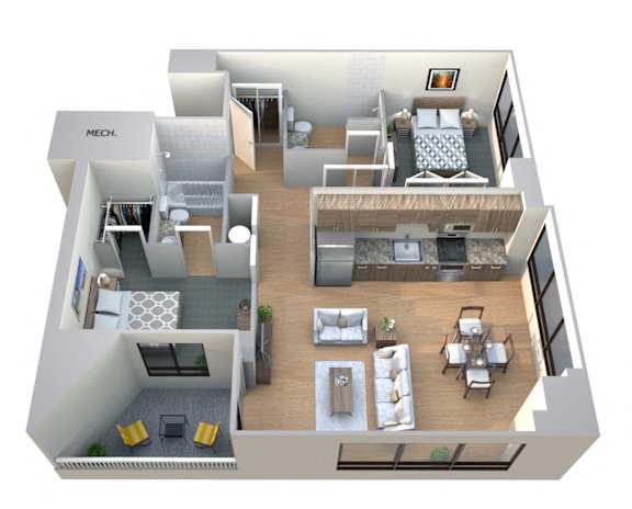 Fairmount Floor Plan at M Apartments, Spokane, WA