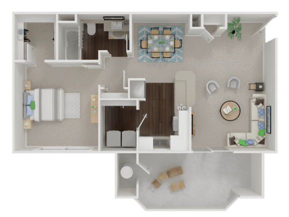 Floor Plan  one  bedroom floor plan at Oak Brook Apartments in Rancho Cordova CA
