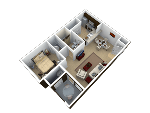 One Bedroom Floor Plan  l The Trails at Pioneer Meadows Apartments in Sparks NV