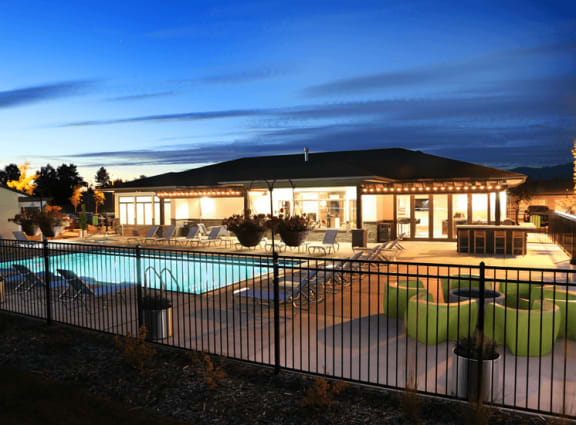 Community Clubhouse With Swimming Pool at Corso Apartments, Missoula, MT