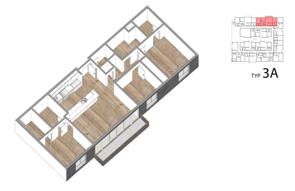 2 Bedroom 2 Bath Floorplan 2 Bedroom 2 Bath Floorplan at Lido Apartments - 1532 Brockton Ave, California