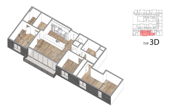Two Bedroom Floor Plan Two Bedroom Floor Plan at Lido Apartments - 1532 Brockton Ave, Los Angeles, CA