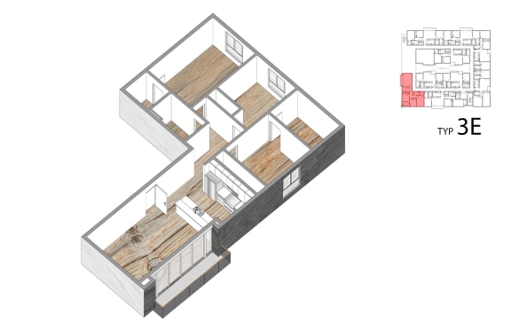 Two Bed Two Bath Floor Plan Two Bed Two Bath Floor Plan at Lido Apartments - 1532 Brockton Ave, Los Angeles, 90025