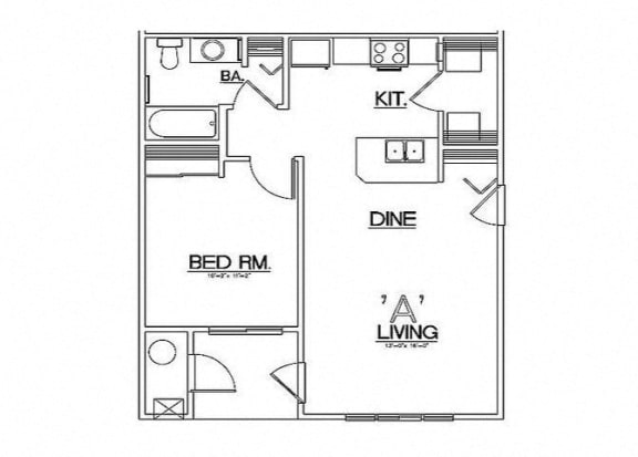 One Bedroom Floor Plan at VISTA CREEK, Nevada