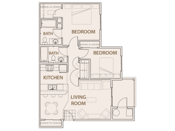 2x2 floor plan Longmont, CO 99337 | Copper Peak Apartments