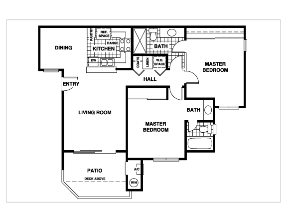 2 Bed 2 Bath Floor Plan, at 1750 on First Apartments, 1750 First Street, 93065