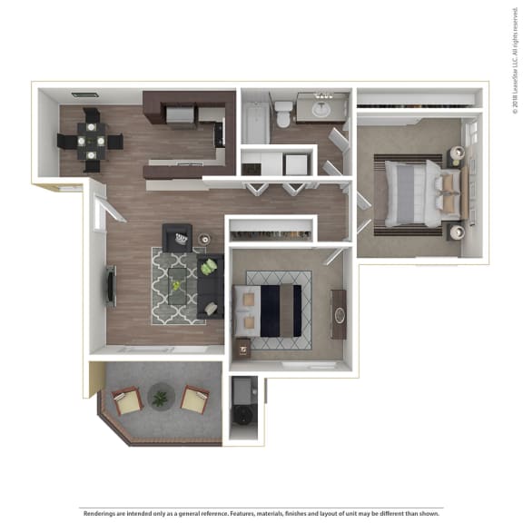 2BR/1BA 2 Bed 1 Bath Floor Plan at 1750 On First, Simi Valley, 93065