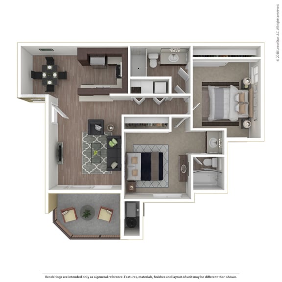 2BR/2BA 2 Bed 2 Bath Floor Plan at 1750 On First, Simi Valley, California
