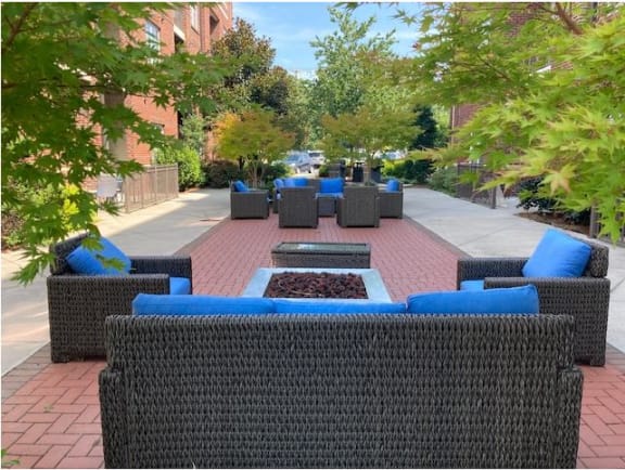 Courtyard Patio With Ample Sitting at Greenway at Stadium Park, Greensboro, North Carolina
