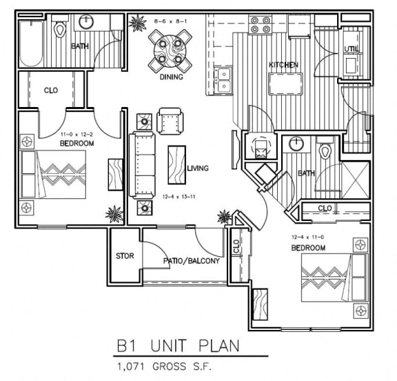 B1 - 1071 sqft