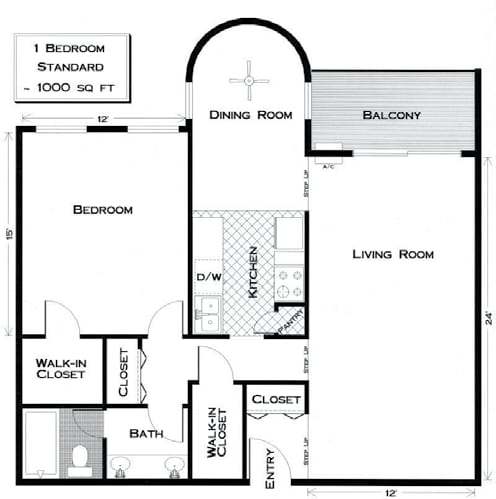  Floor Plan 1bed