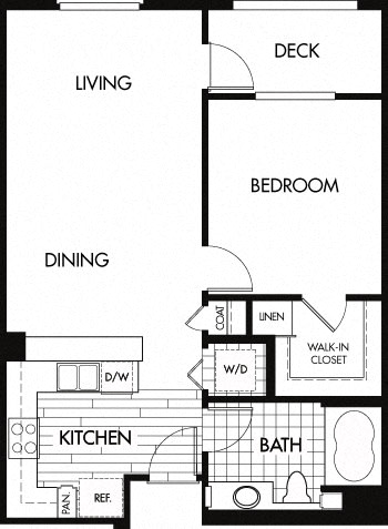 G 725 Sq. Ft. Floor plan at Trio Apartments, Pasadena, CA
