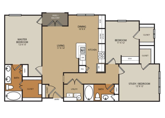 Floor Plan Residences at Forty Two 25 Apartments for rent in Phoenix, AZ