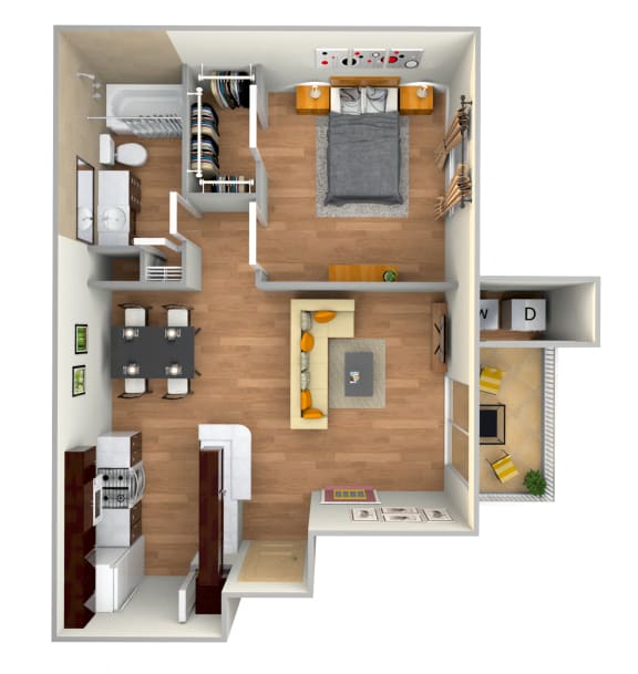 A2-2d floor plan in north austin apartments