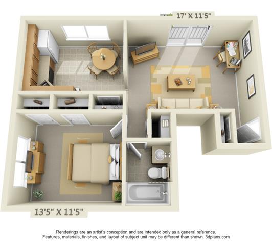  Floor Plan 1 Bedroom