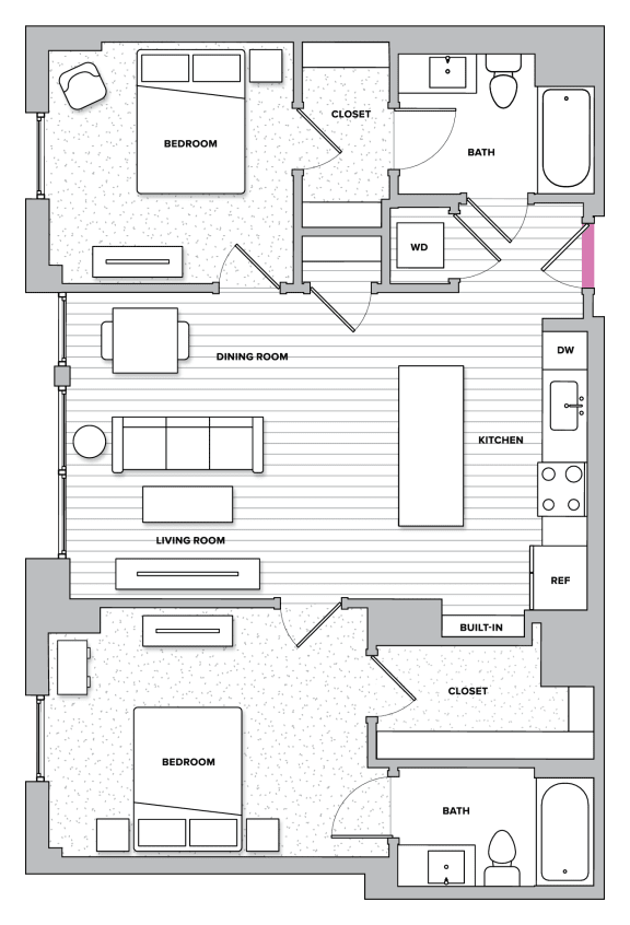Coleton 3 (C8)  2 Bed 2 Bath Floor Plan at Kingston at McLean Crossing, McLean, VA, 22102