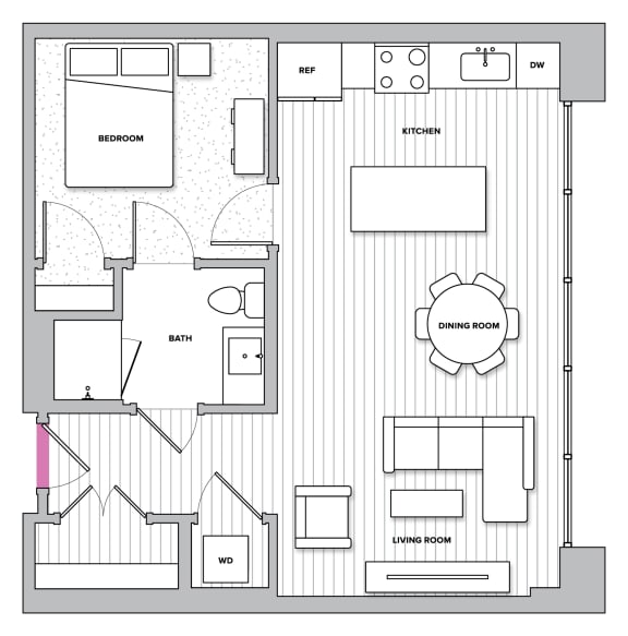 Floor Plan  Yorkshire 5 One Bedroom One Bathroom Floor Plan at Kingston at McLean Crossing, McLean, VA, 22102