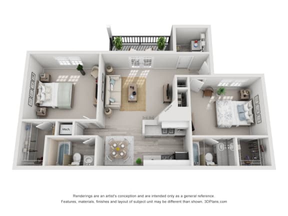 889 sq.ft. Two Bed Two Bath
