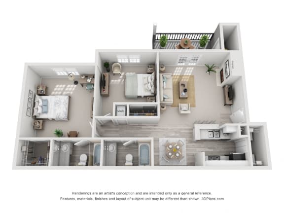 968 sq.ft. Two Bed Two Bath