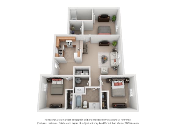 1065 sq.ft. Three Bed Two Bath