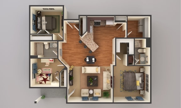 3 Bedroom floor plan at Cascades of Mandan, North Dakota