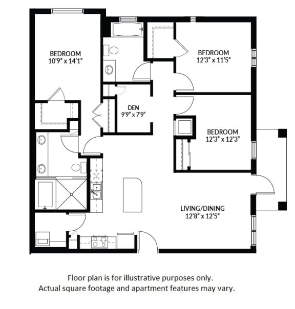 C3 - BW Floor Plan at Windsor at Delray Beach, Delray Beach, FL 33483