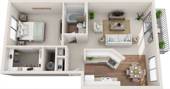 Summerfield1B/1B 3D Floor Plan Summerfield 1B/1B 3D Floor Plan