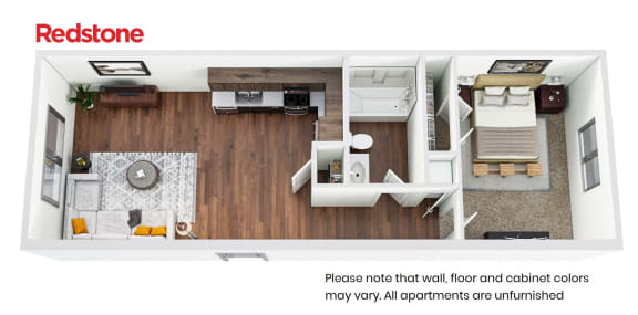 Floor Plan Millhouse West_1 Bed_568 SqFt_Apts 26-201, 26-301