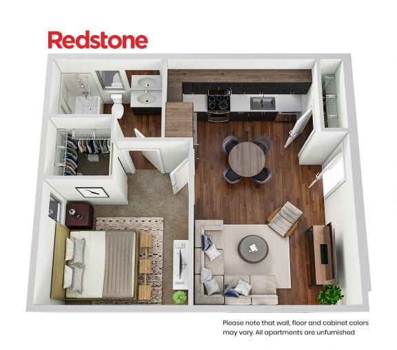 Floor Plan Millhouse West_1 Bed_600 Sq. Ft_Apt 26-102