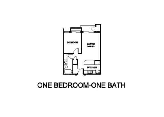 Floor Plan  One Bedroom One Bath Floor plan at Renaissance Terrace, Long Beach, CA, 90813