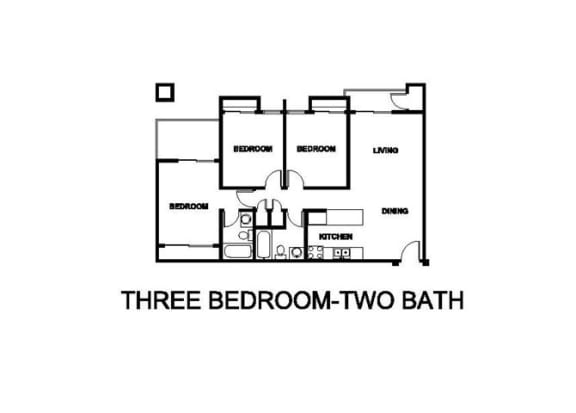 Floor Plan  Two Bedroom Two Bath Floor plan at Renaissance Terrace, Long Beach, 90813