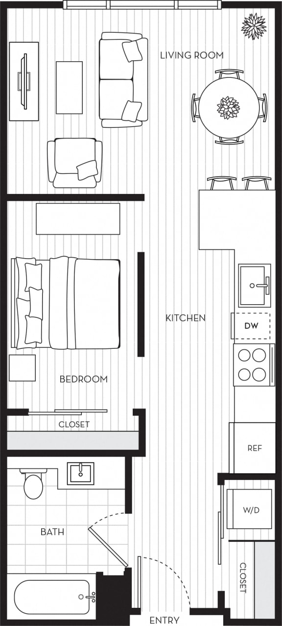 VodaApartments_Kirkland_WA_Studio1_1 Bathroom