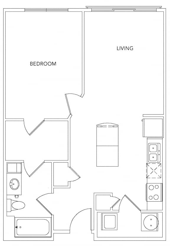 1 bed 1 bath A1&#x2B; Floorplan - 750 sq. ft.  at Encore at Forest Park Apartments, Missouri, 63110