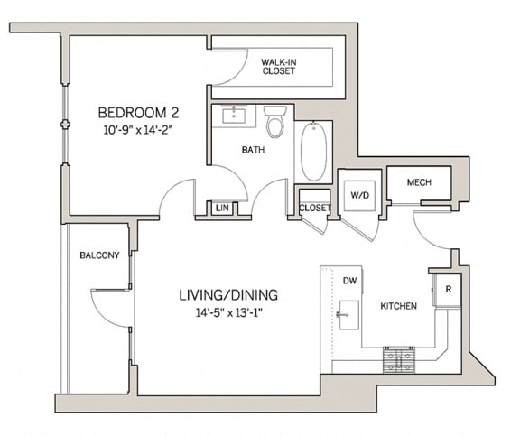 Floor Plan  1 Bed 1 Bath A3 at AVE King of Prussia, King of Prussia, 19406