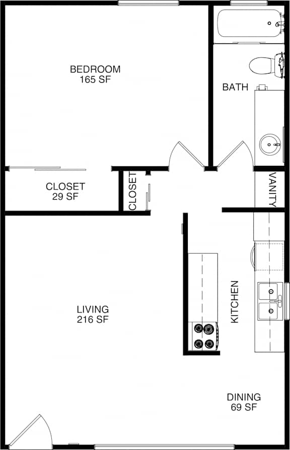 Floor Plan  1 Bedroom 1 Bath