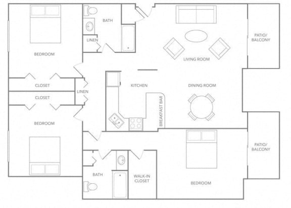 3BR Floor plan 3 BR Floor plan at Paradise Palms, Phoenix, AZ