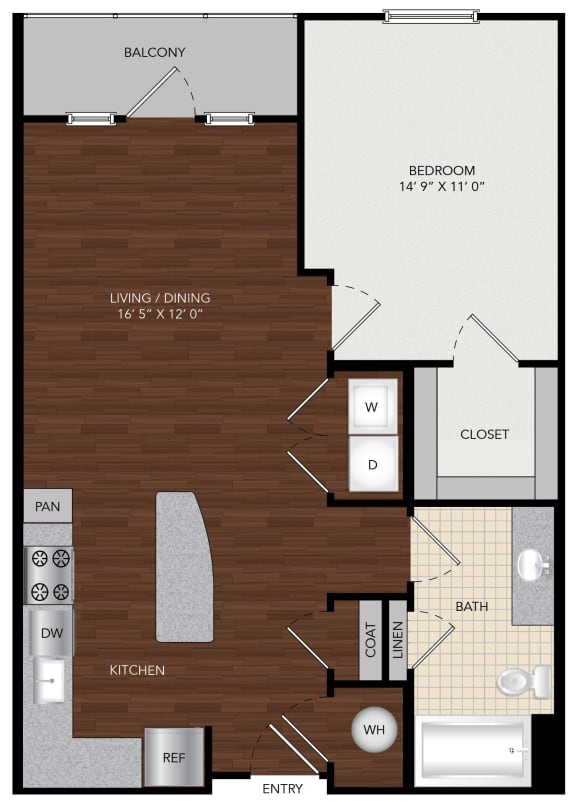 Tapestry Largo Station_Largo MD_Floor Plan 1A_One Bedroom One Bathroom