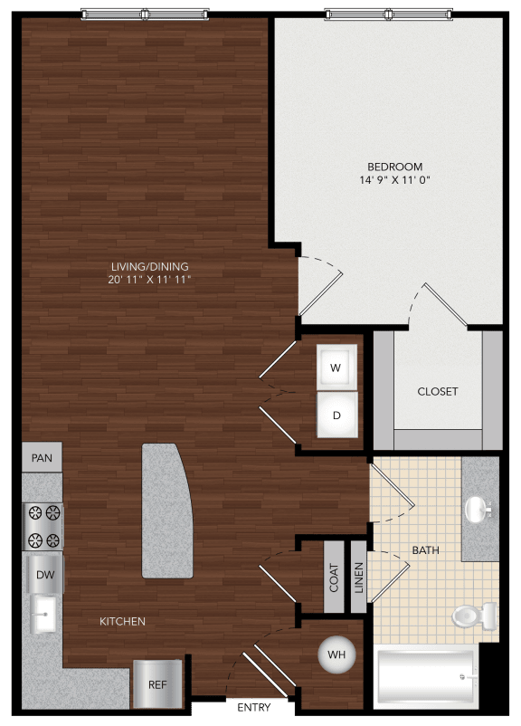 Tapestry Largo Station_Largo MD_Floor Plan 1C_One Bedroom One Bathroom