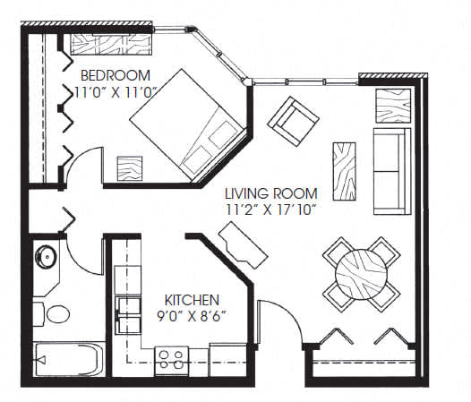 636sqft 1 Bed, 1 Bath - Founders