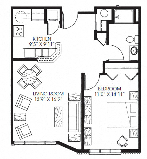 741sqft 1 Bed, 1 Bath - Legacy