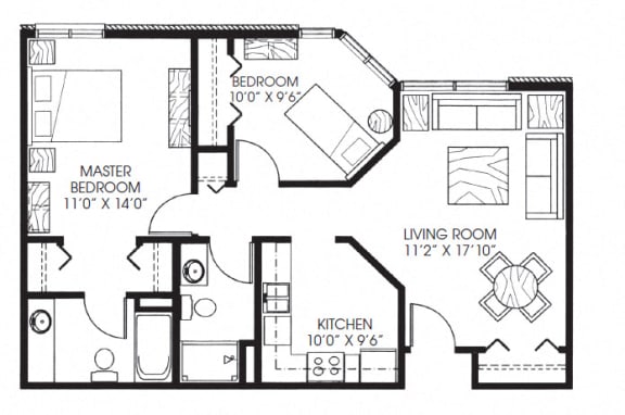 836sqft 2 Bed, 2 Bath - Founders