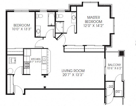1186sqft 2 Bed, 2 Bath - Millennium
