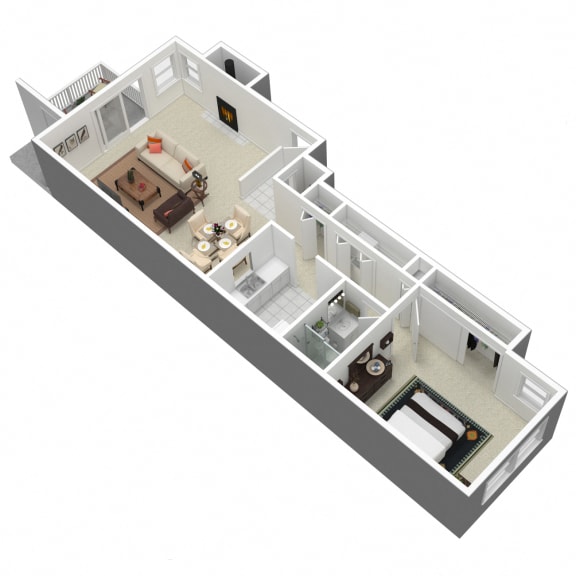 1 bedroom floorplan at Madison Glen Mills, Pennsylvania, 19342