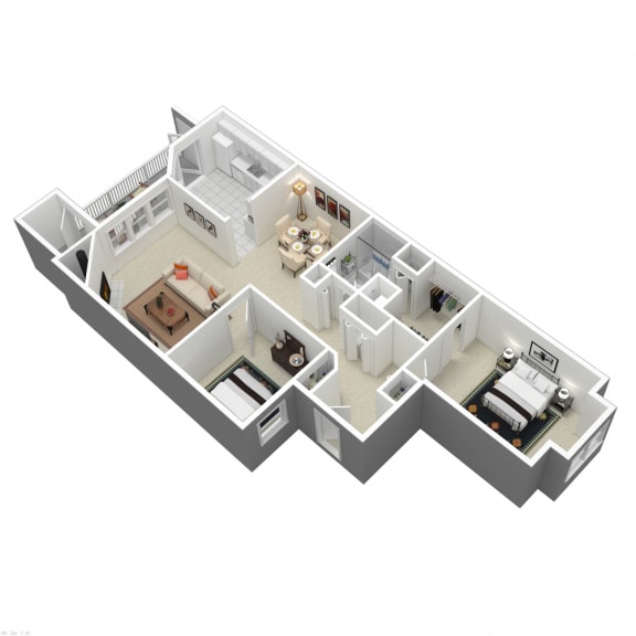 2 bedroom floorplan at Madison Glen Mills, Glen Mills, PA, 19342